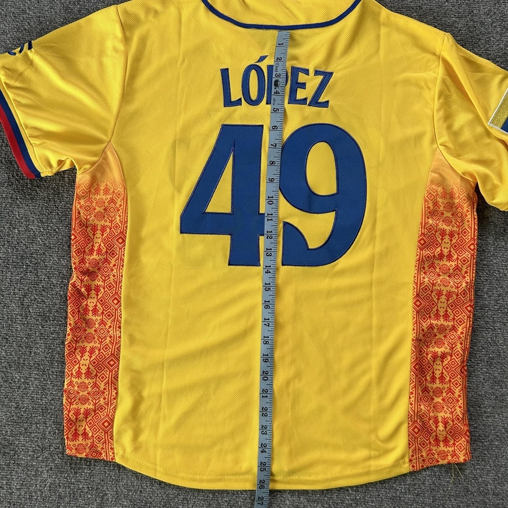 Minnesota Twins Jersey Mens Large Yellow MLB Baseball Cotapaxi Pablo Lopez 49 - Picture 11 of 14